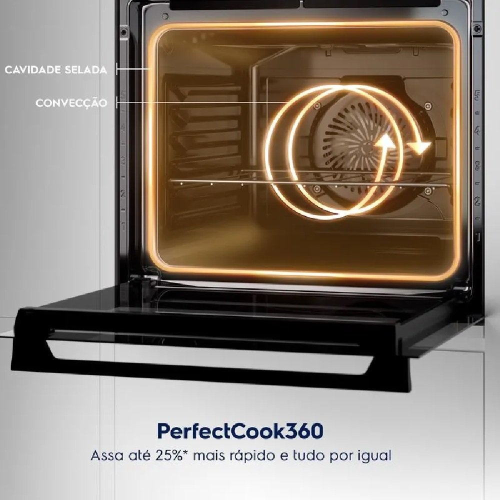 Fogão Electrolux 5 Bocas Experience Com Mesa De Vidro PerfectCook e VaporBake Preto FE5GP - Bivolt