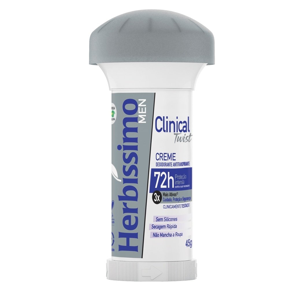 Desodorante Herbíssimo Creme Twist Clinical Azul 45g