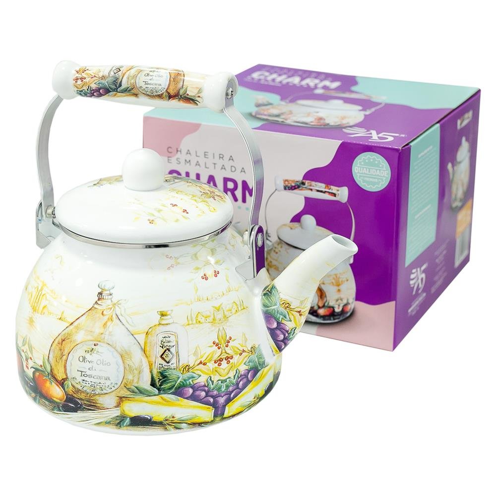 Chaleira Esmaltada Charm 2,5 Litros S/Apito Italy