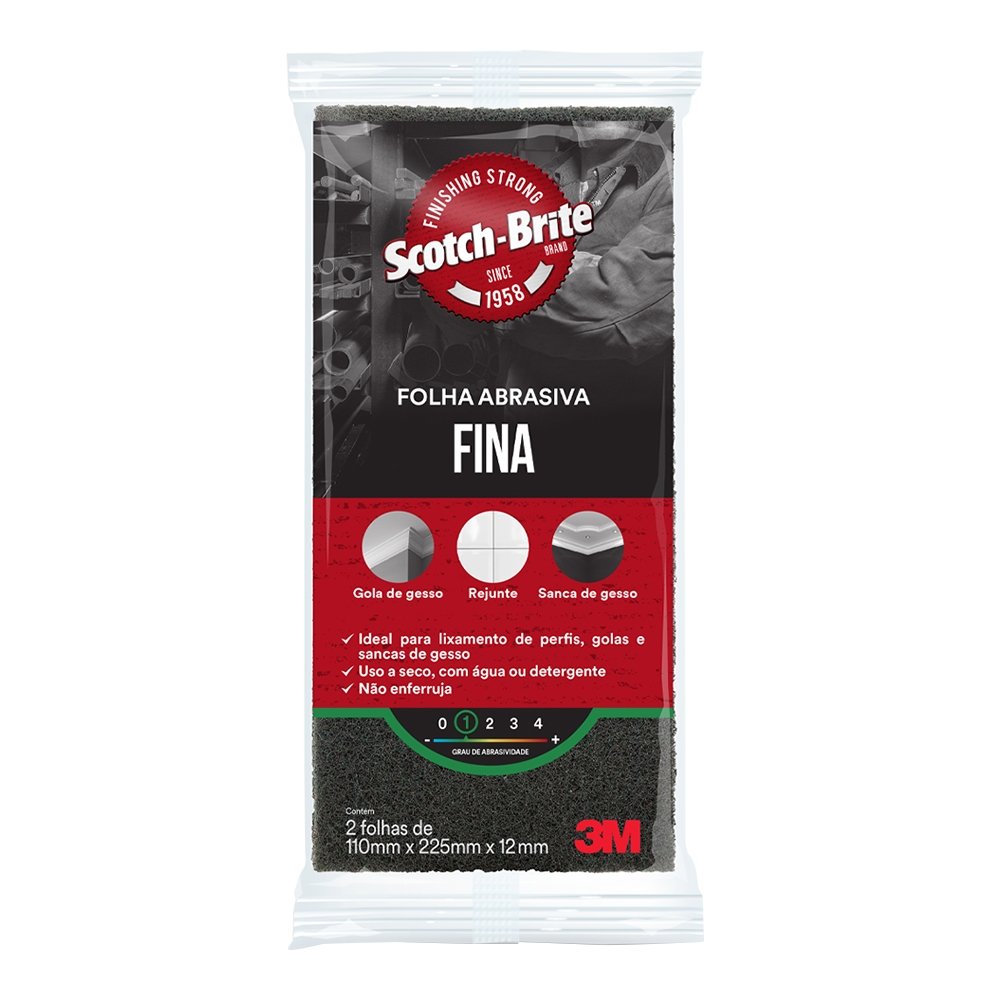 Folha Abrasiva Scoth-Brite 3M Fina - Embalagem com 2 Unidades
