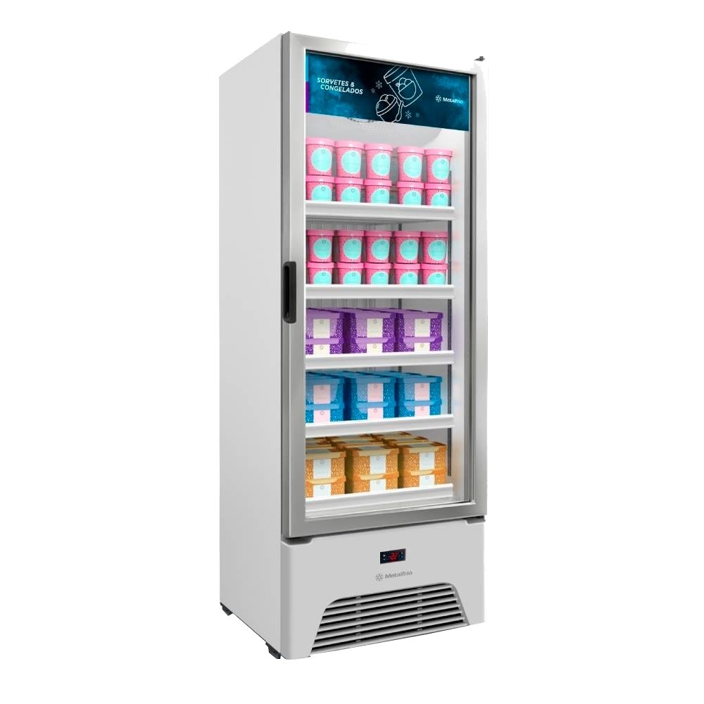 Freezer Vertical Metalfrio 581 Litros VF50AH - Frost Free, Porta de Vidro, Branco, 220V