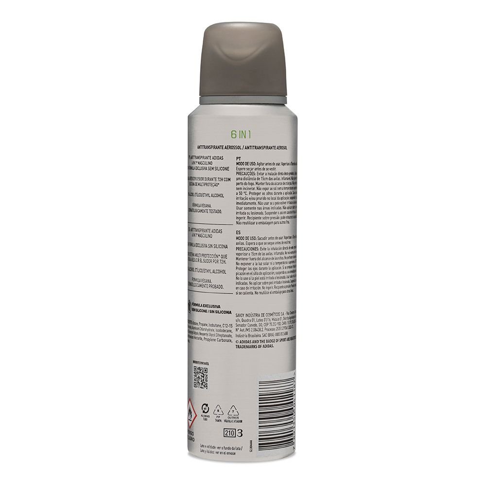Desodorante Adidas Aerossol Masculino 6 em 1 - 150ml