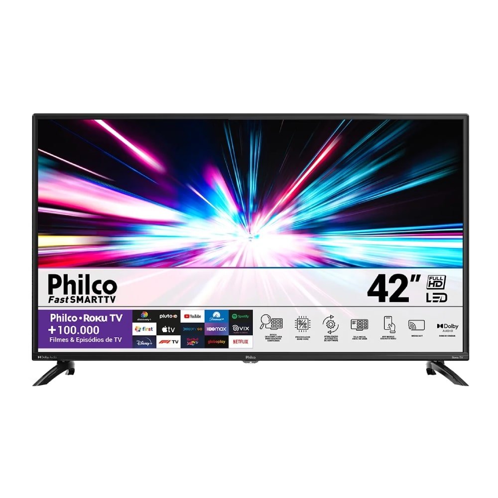 Smart Tv LED 42" Philco PTV42G6FR2CPF - LCD, Dolby Áudio, com 3 HDMI, 2 USB, 60Hz