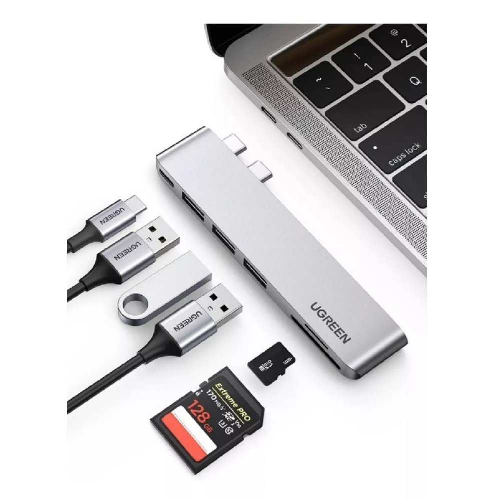 Hub Usb-C Para Usb 3.0 + Usb-C + Sd, Ug-60560 , Ugreen