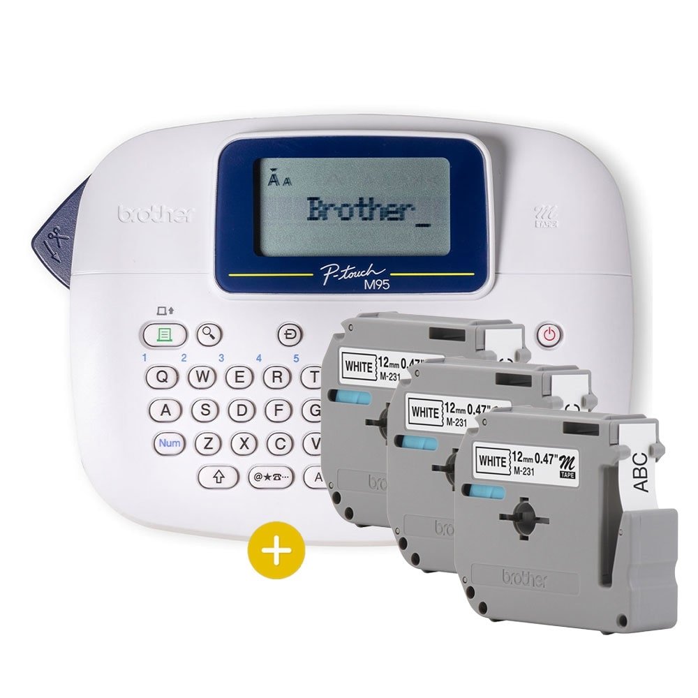 Rotulador Eletrônico Brother PTM95WTBP - Com 3 Fitas, Branco
