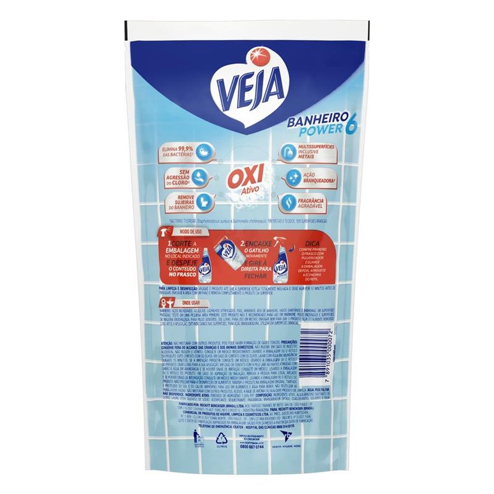 Veja Banheiro Oxi Antibac Refil Sache 400ML-Un/1