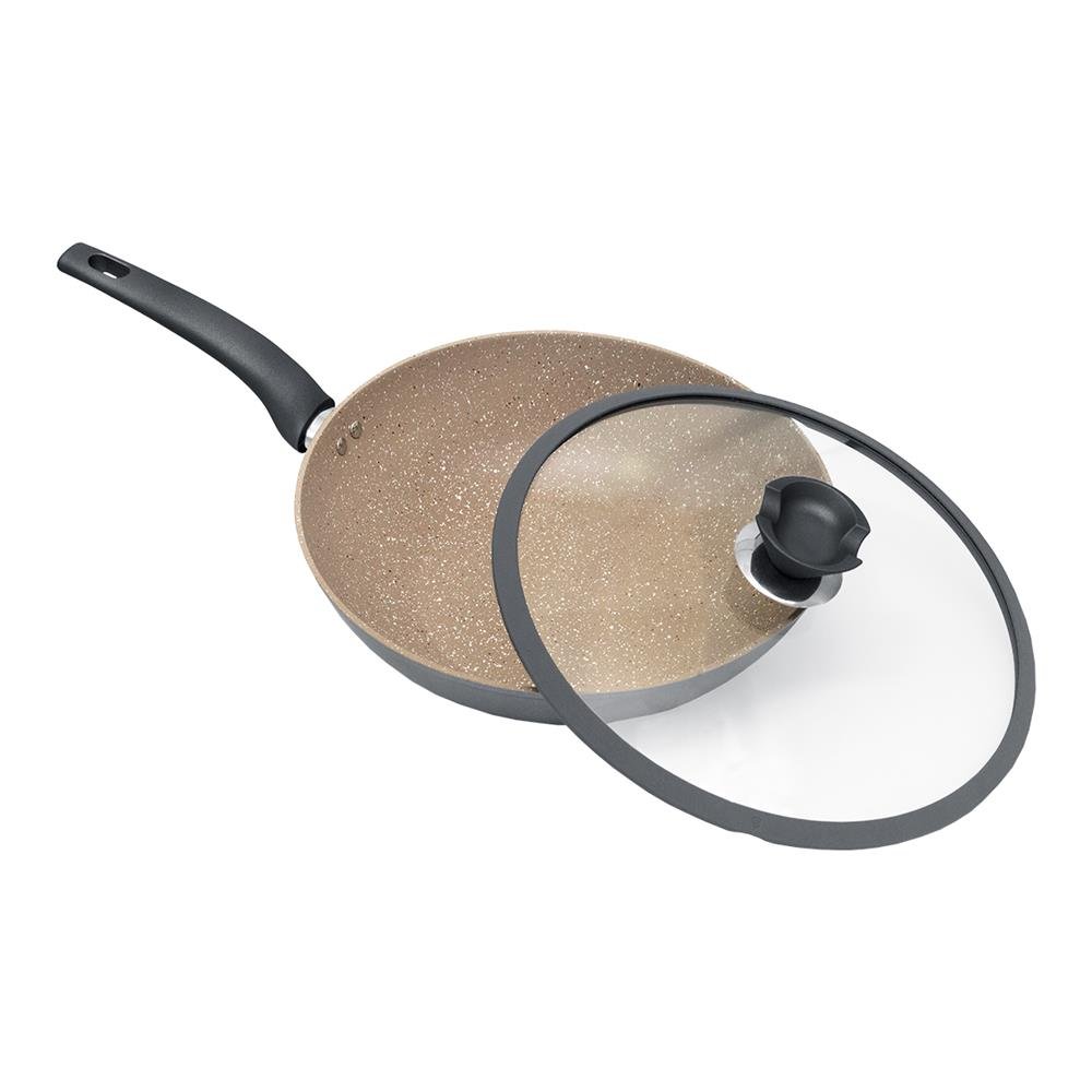 Panela Wok Orleans Granito Nº 30x8 Espessura 3,5 mm Com Tampa Com Indução