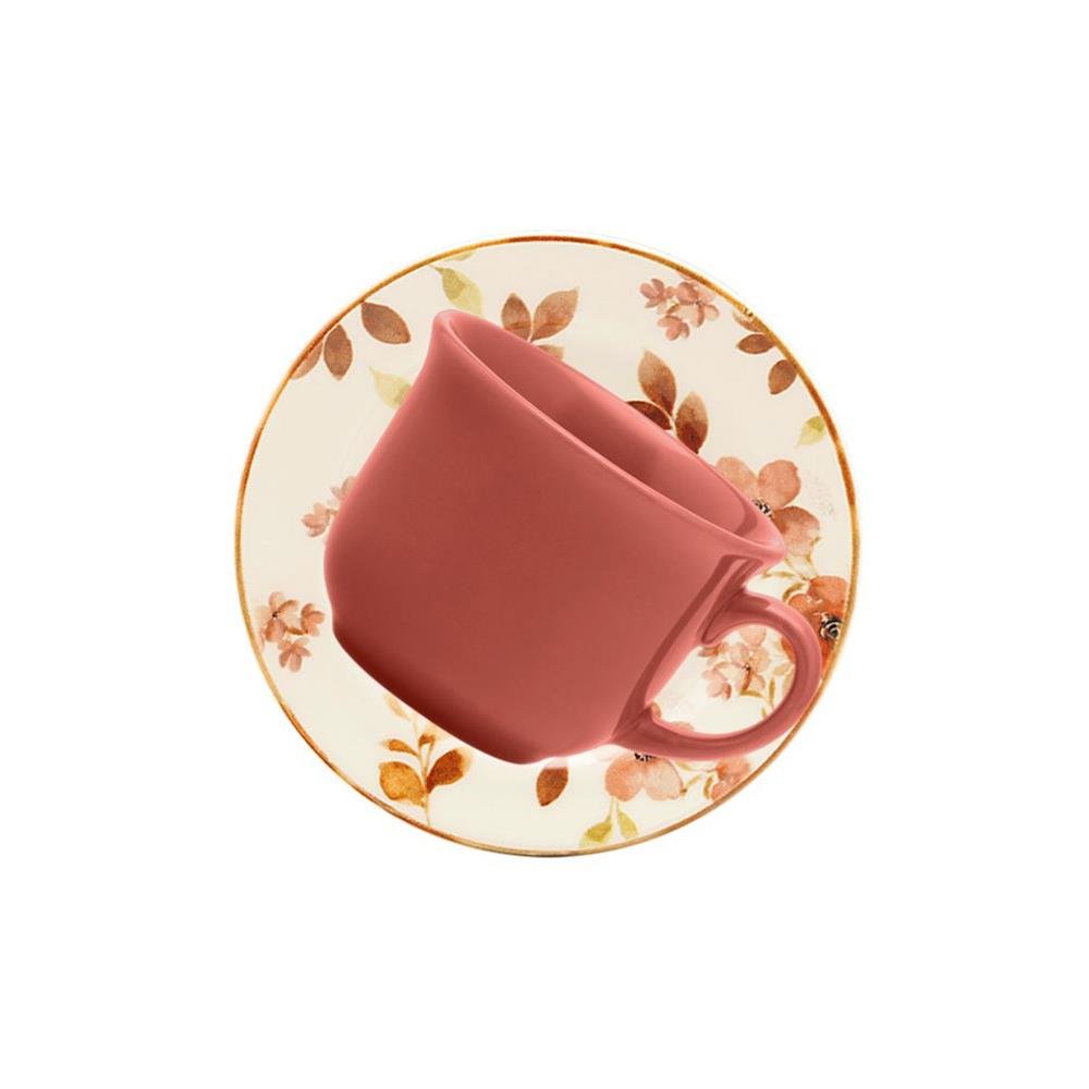 Xicara Cha Ceramica 200mL com Pires Cha das 5 Biona