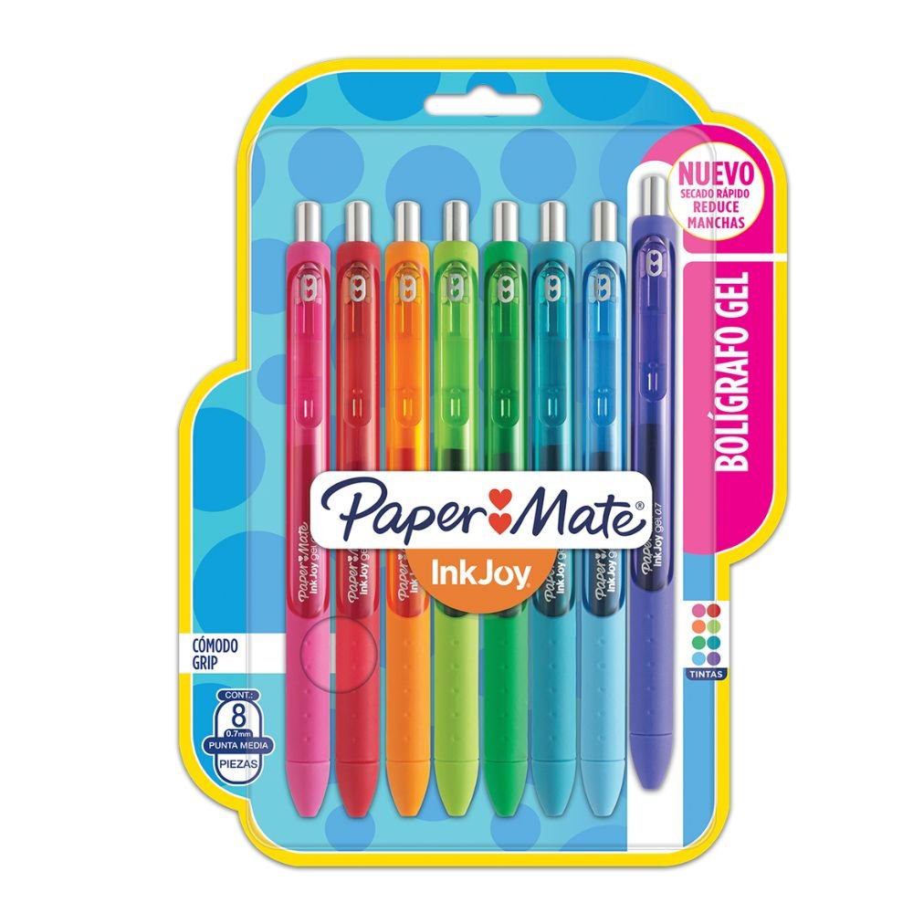 Caneta Papermate Inkjoy Gel Retratil 0.7mm Fina Sortida Blister com 8 unidades