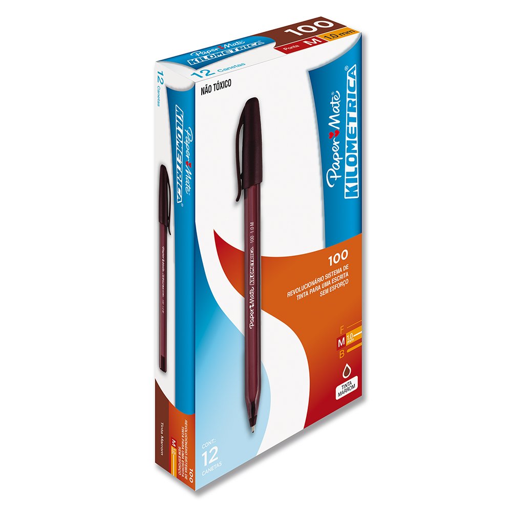Caneta Papermate Km 100 Colorz 1.0 Media Marrom Caixa com 12 unidades