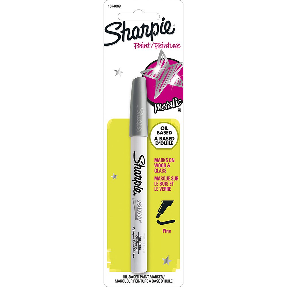 Marcador Permanente Sharpie Paint Oil Fina Prata Blister com 1 unidades