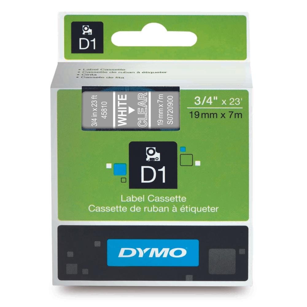 Fita Poliester D1 para Rotulador Dymo Lm 19mm X 7M Branco / Transparente