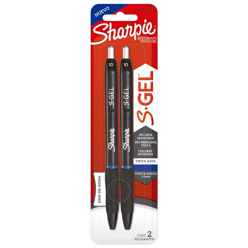Caneta Sharpie S.Gel Retratil 1.0 Azul Blister com 2 unidades