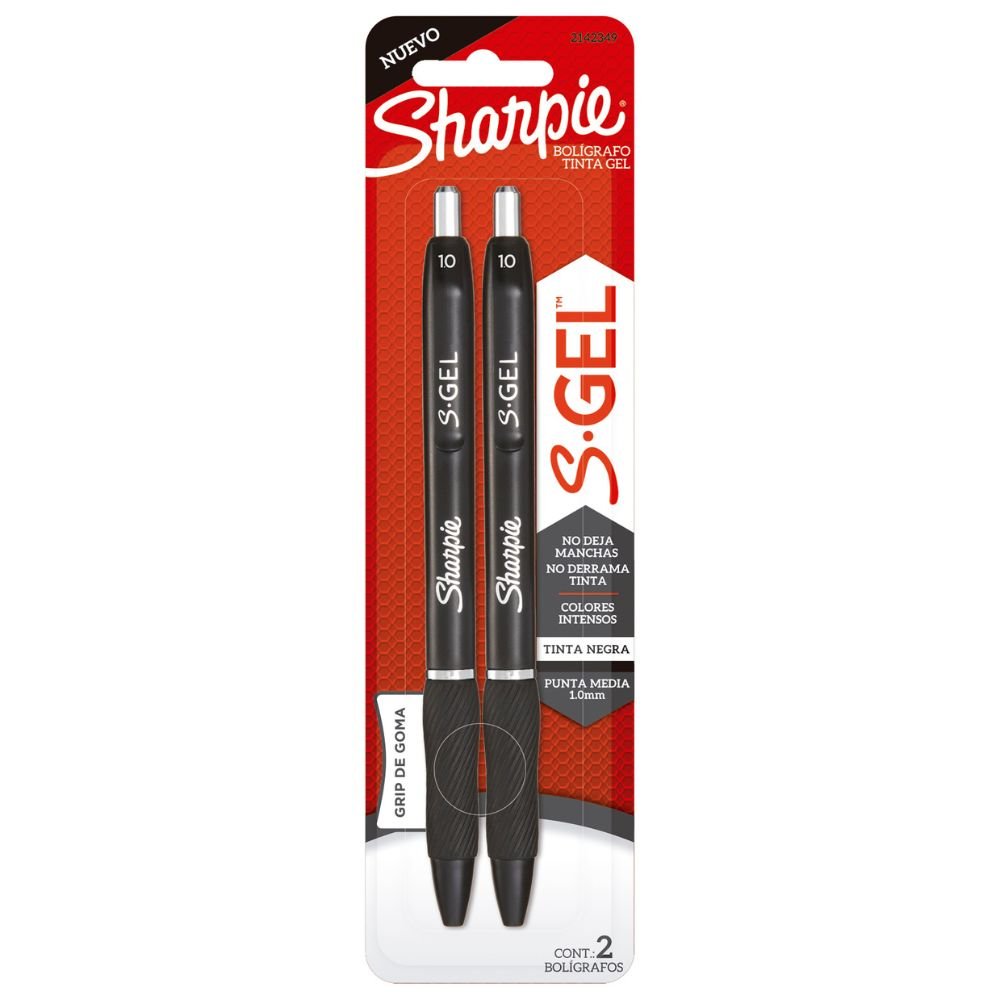 Caneta Sharpie S.Gel Retratil 1.0 Preto Blister com 2 unidades