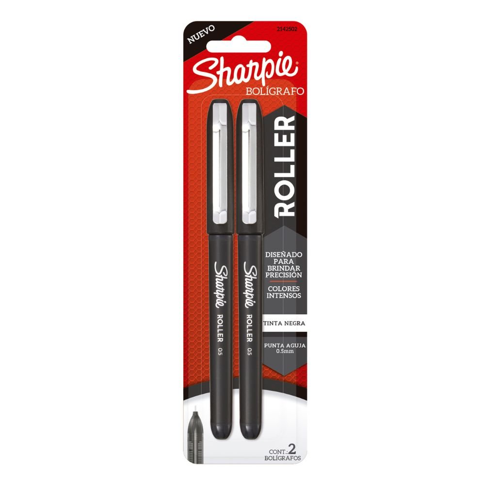Caneta Sharpie Roller 0.5mm Preto Blister com 2 unidades
