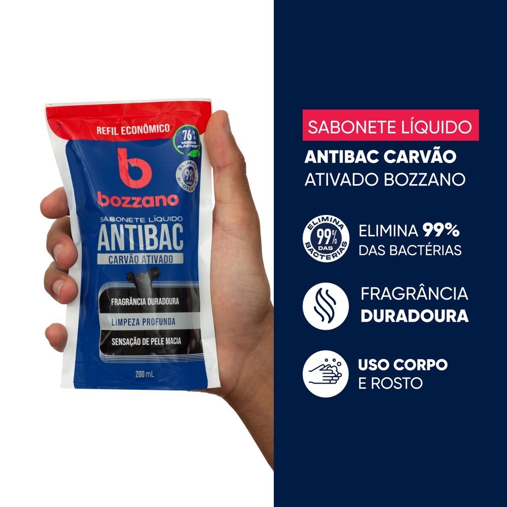 Sabonete Líquido Bozzano Carvão Ativado Refil 200ml