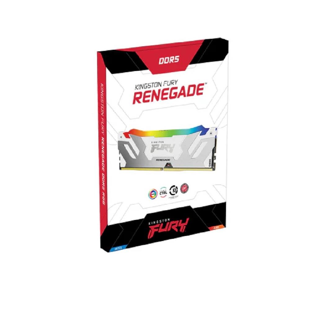 Memória DDR5 Kingston Fury Renegade RGB, 16GB, 7200MHz, Branco