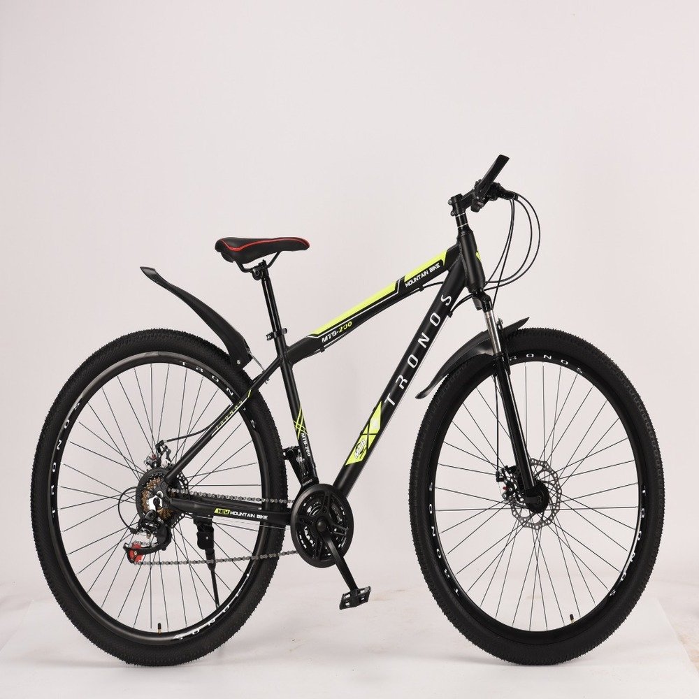 Bicicleta Mtb Alumínio Zy17 Polegadas Garfo C/ Amortecedor 21 Velocidades Aro 29 Preto E Verde Tronos