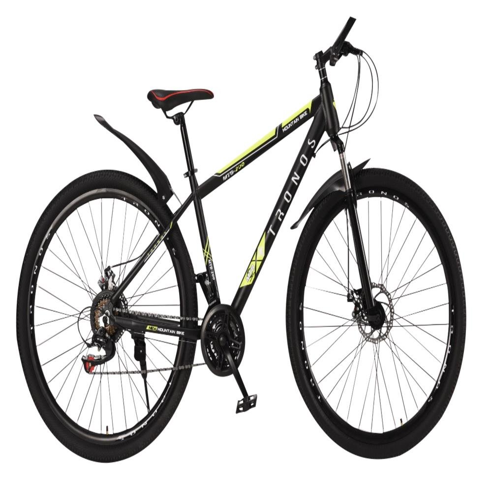 Bicicleta Mtb Alumínio Zy17 Polegadas Garfo C/ Amortecedor 21 Velocidades Aro 29 Preto E Verde Tronos