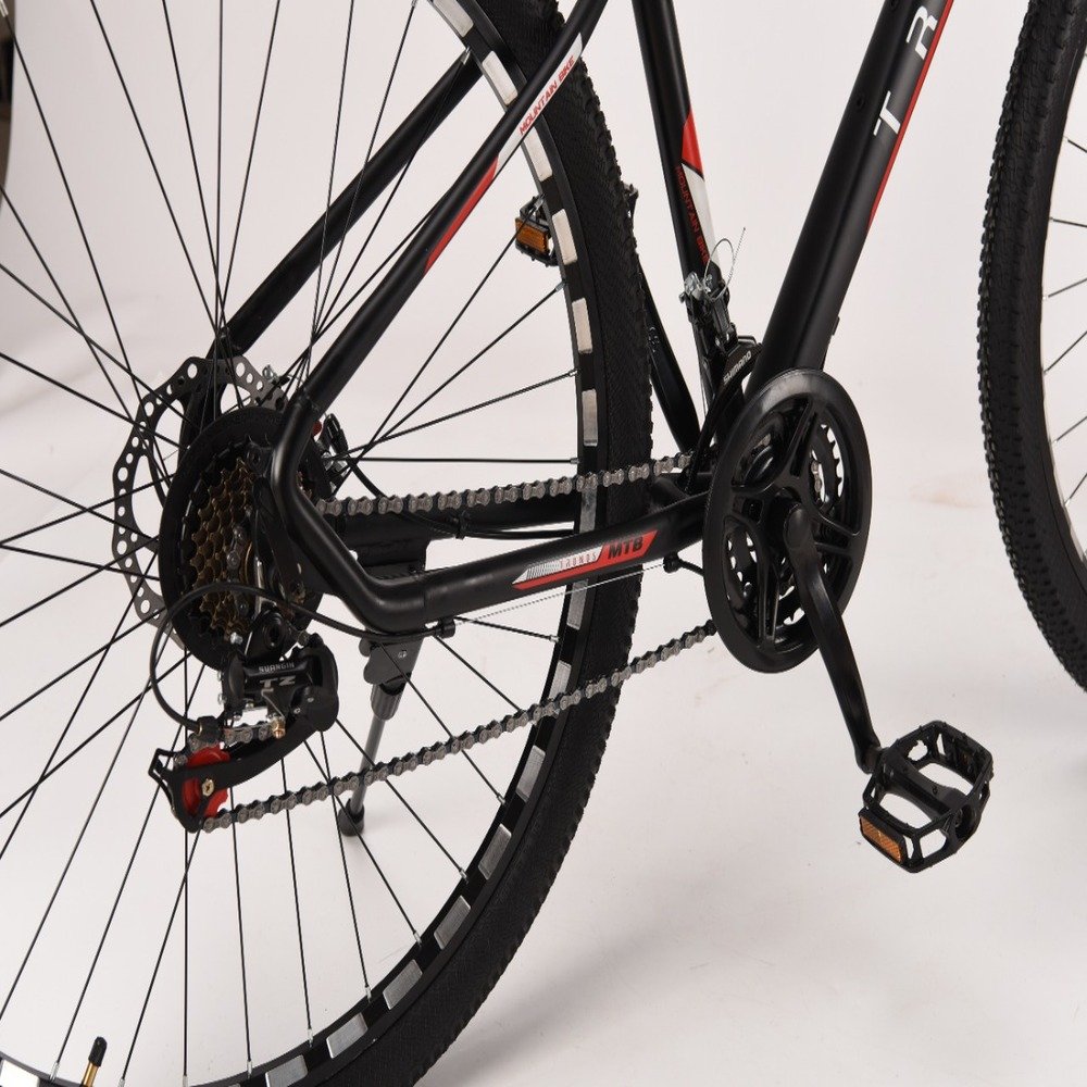 Bicicleta Mtb Alumínio Lg19 Polegadas Garfo C/ Amortecedor 21 Velocidades Aro 29 Vermelho E Branco Tronos