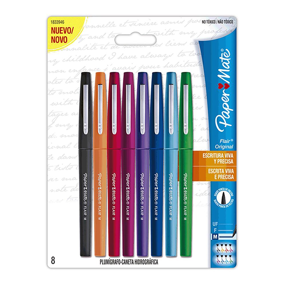 Caneta Papermate Flair Media Sortida Blister com 8 unidades