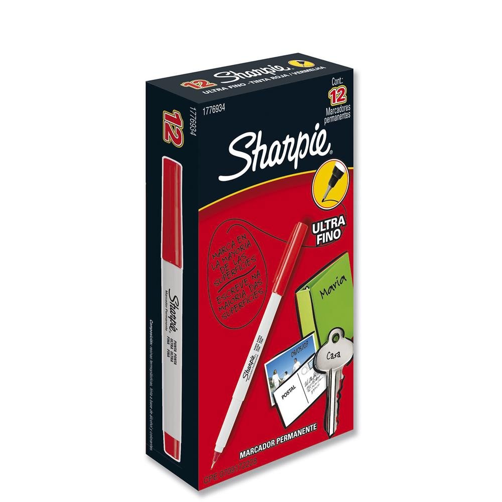 Marcador Permanente Sharpie Ultrafina Vermelho Caixa com 12 unidades