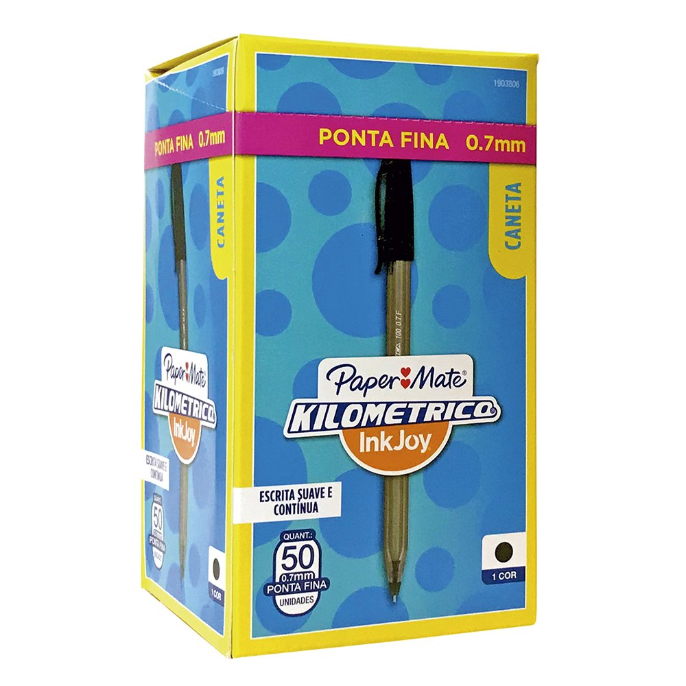 Caneta Paper Mate 0.7mm Preto com 50 unidades
