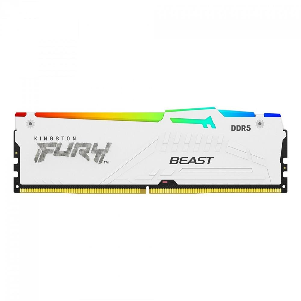 Memória DDR5 Kingston Fury Beast RGB, 32GB, 5200MHz, Branco