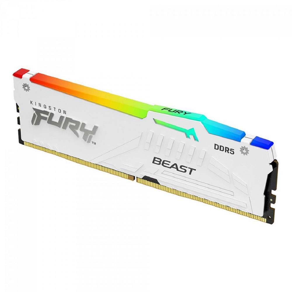 Memória DDR5 Kingston Fury Beast RGB, 32GB, 5200MHz, Branco