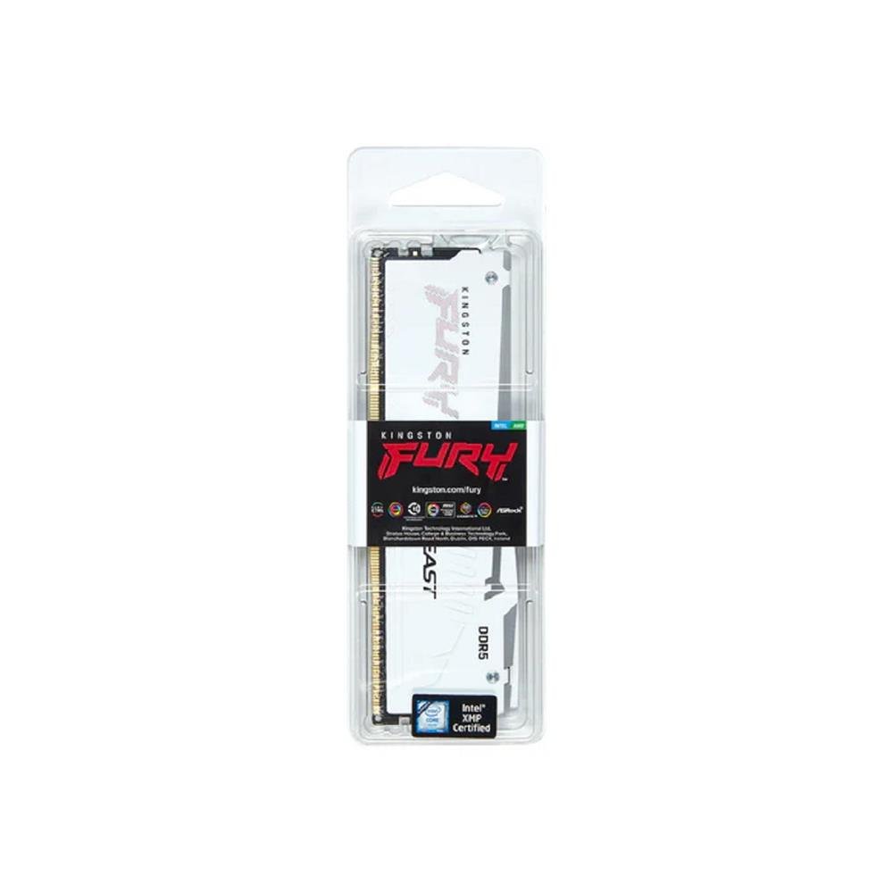 Memória DDR5 Kingston Fury Beast RGB, 32GB, 5200MHz, Branco