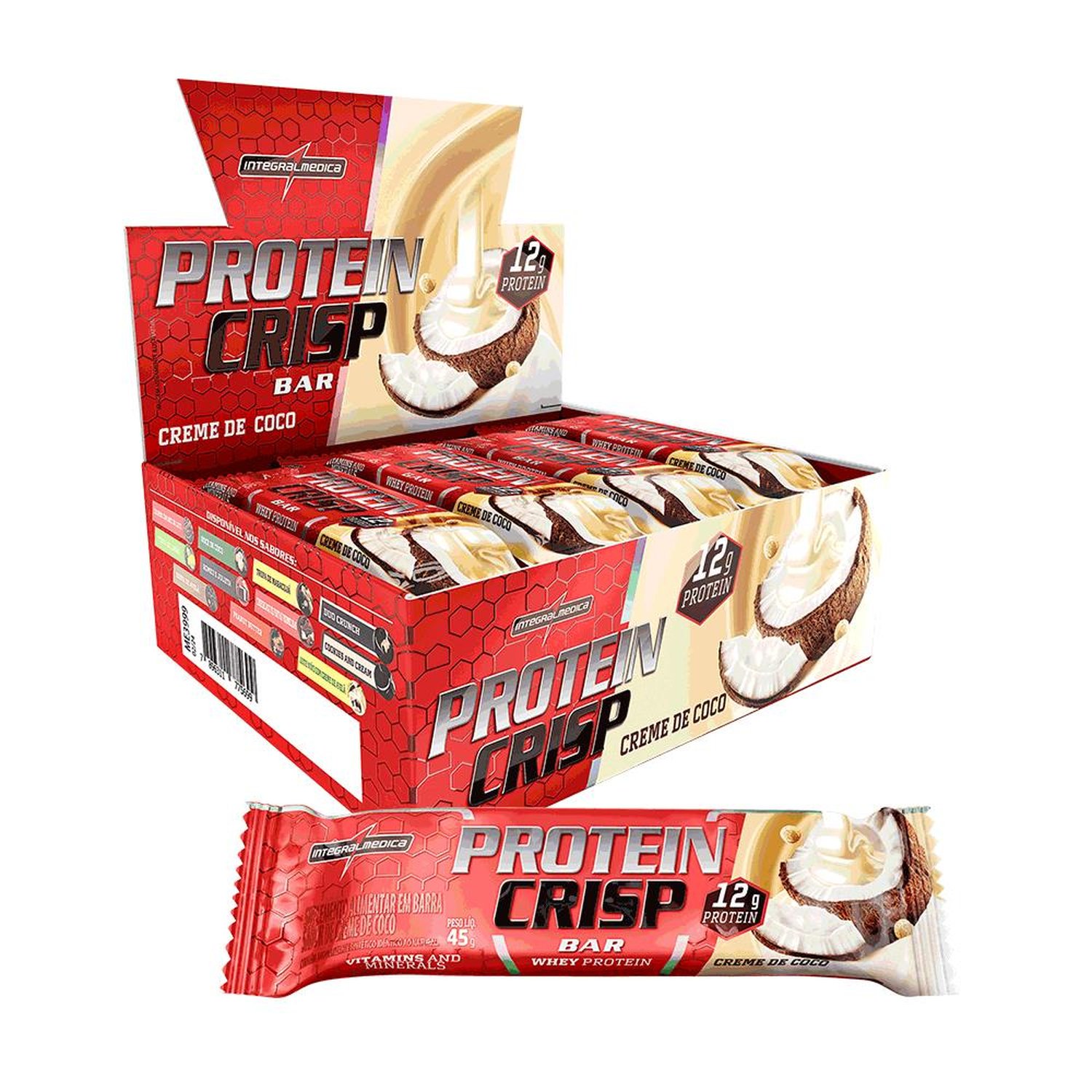 Barra Proteina Integralmedica Crisp Creme De Coco Com 12 Unidades
