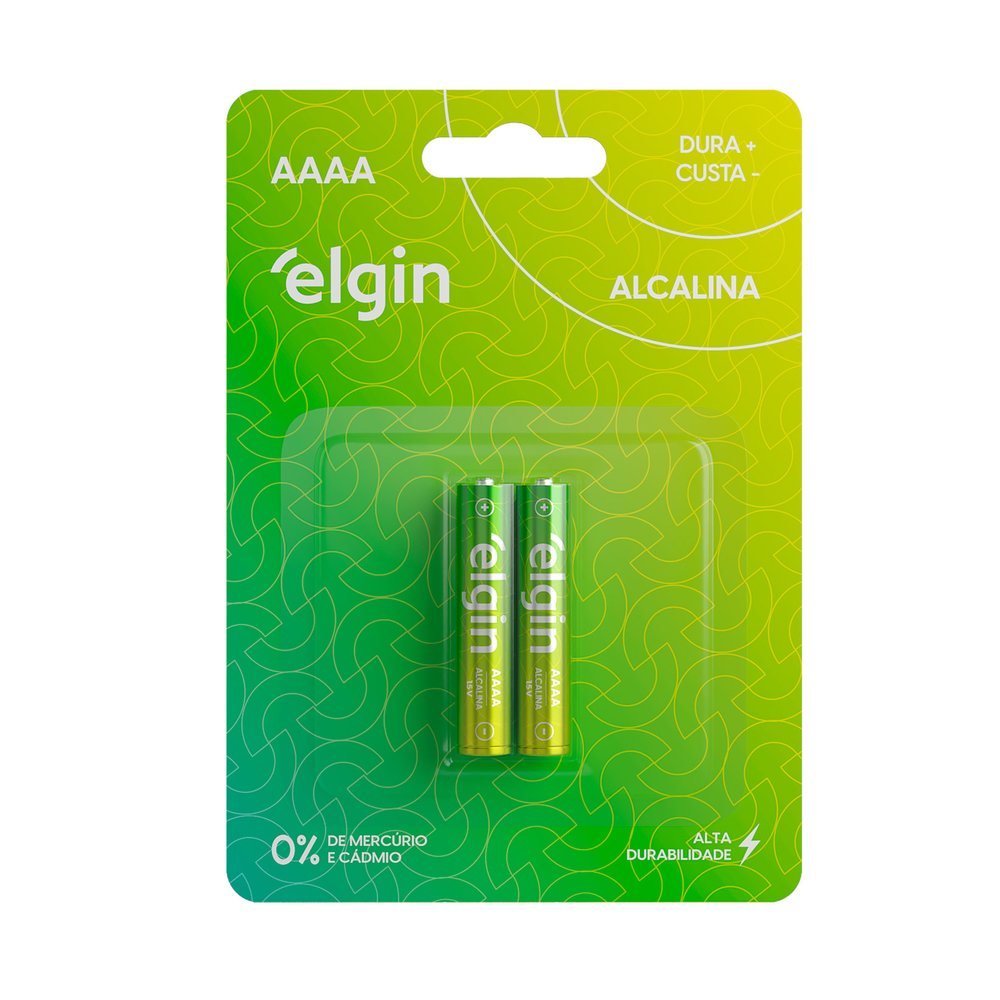Pilha Alcalina Elgin AAAA 1,5V Blister com 2 unidades