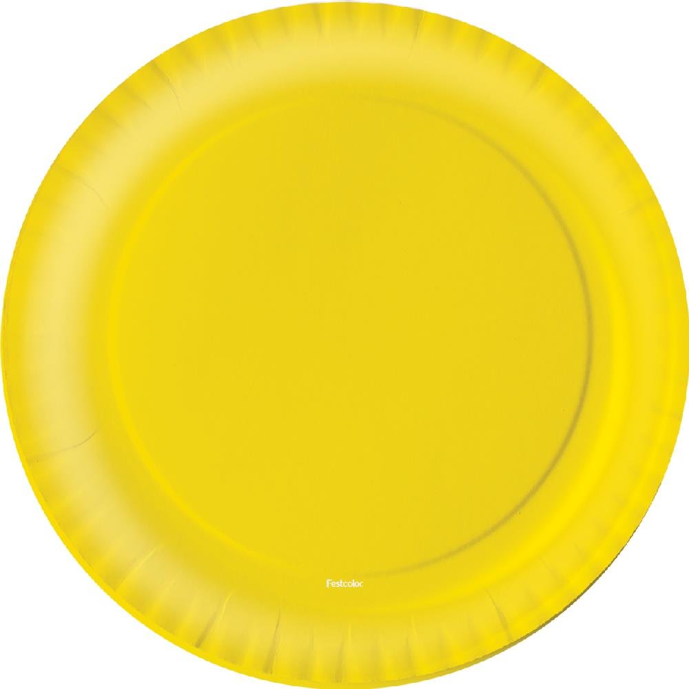 Prato Amarelo Fest Color - Embalagem com 8 unidades.