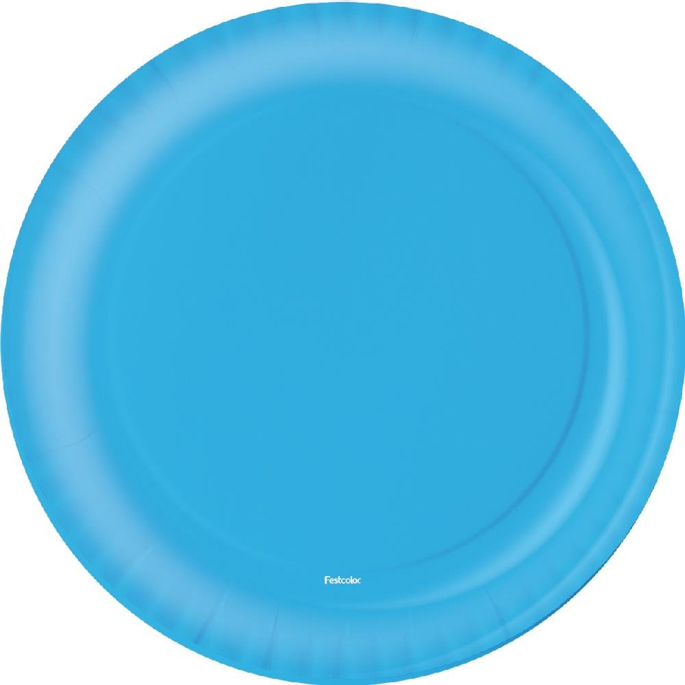 Prato Azul Claro Fest Color - Embalagem com 8 unidades.