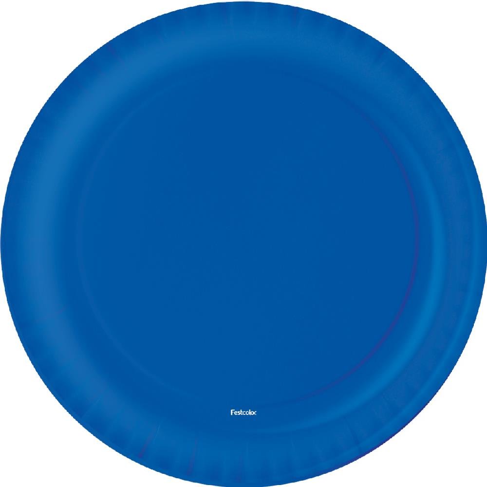 Prato Azul Escuro Fest Color - Embalagem com 8 unidades.