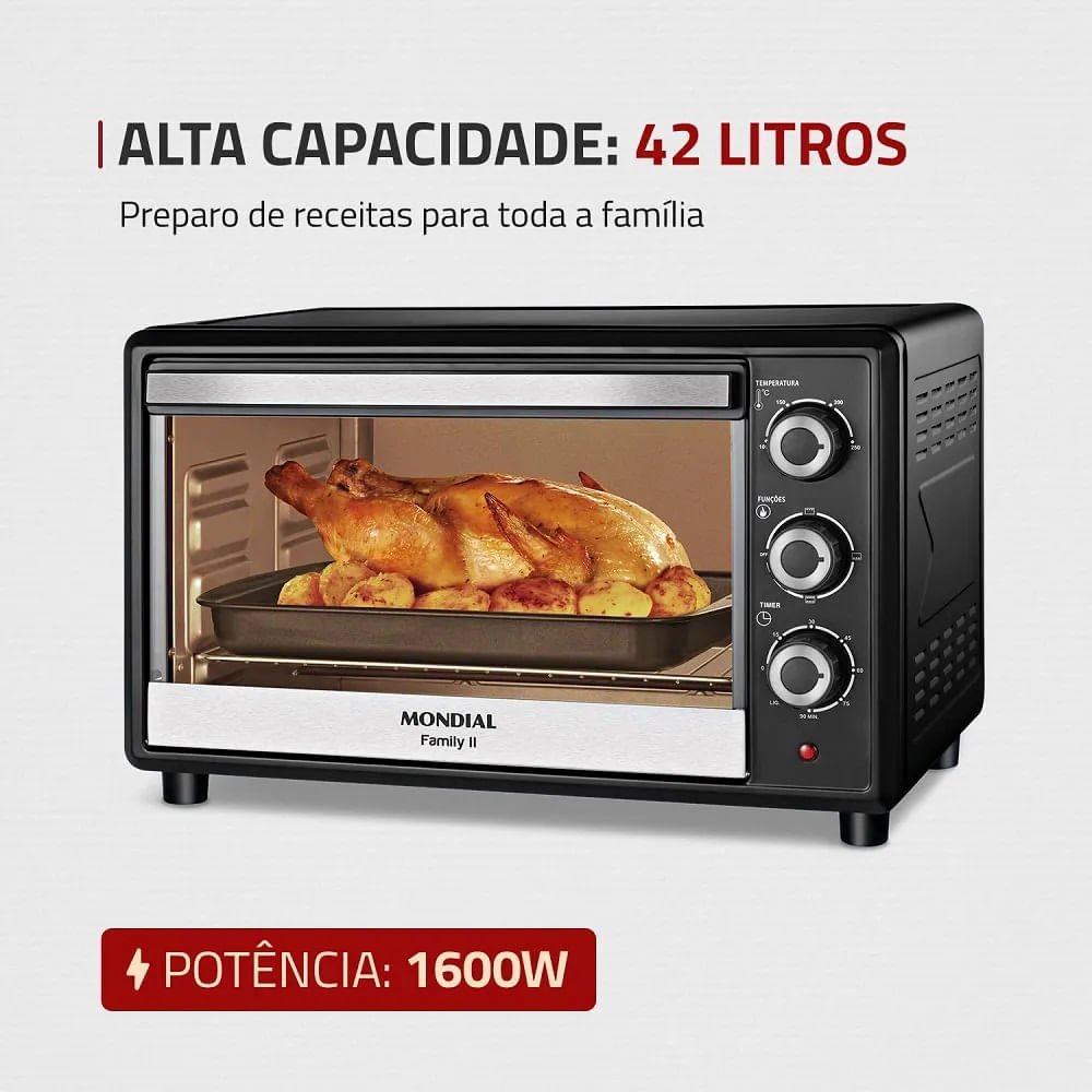 Forno Elétrico Mondial 42 Litros Family II Preto FR42 ¿ 127 Volts