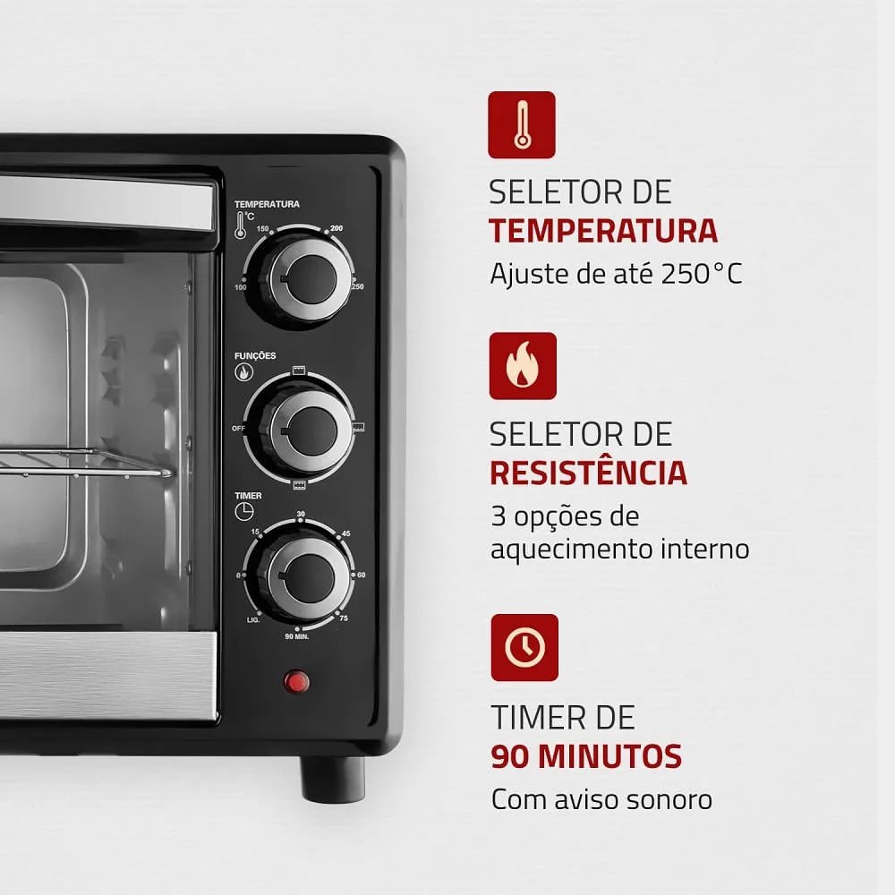 Forno Elétrico Mondial 42 Litros Family II Preto FR42 ¿ 127 Volts