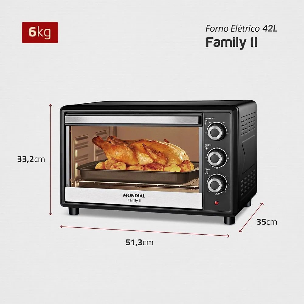Forno Elétrico Mondial 42 Litros Family II Preto FR42 ¿ 127 Volts