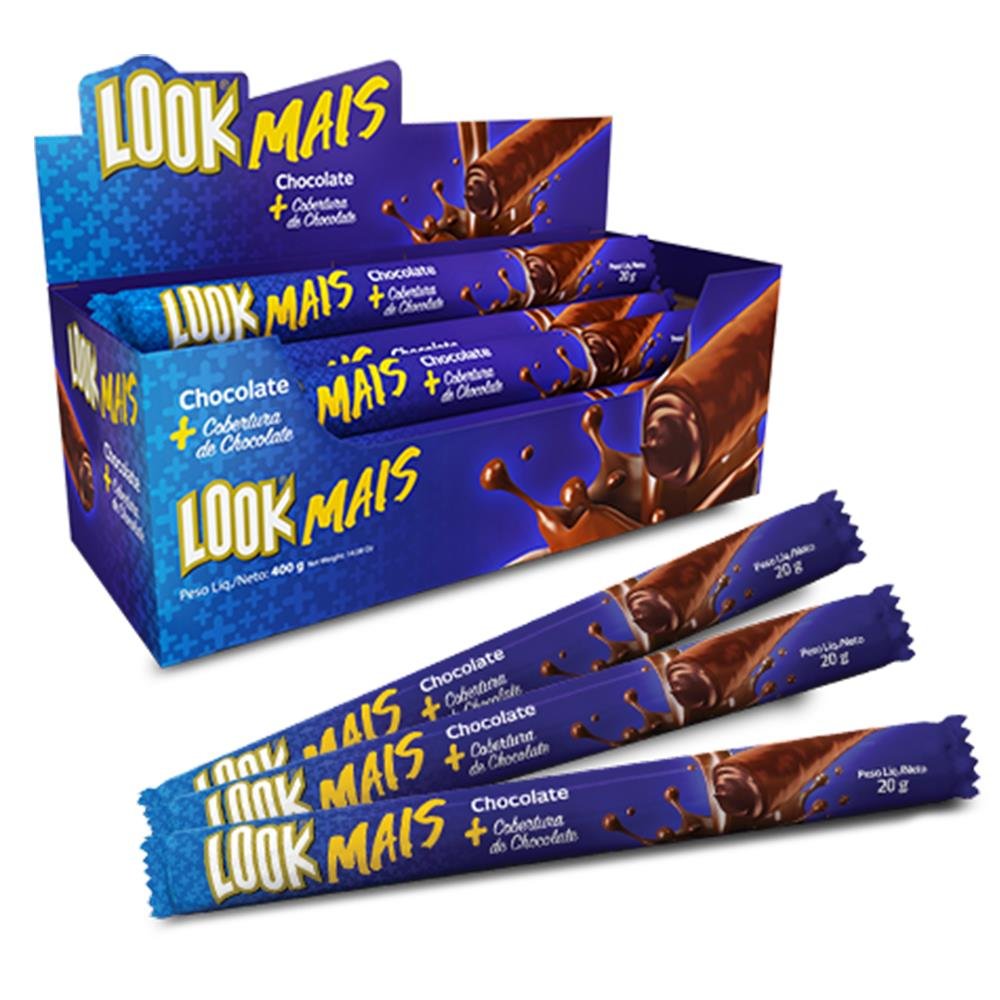 Canudinho Recheado Look Mais Chocolate Caixa Com 20 de 20G