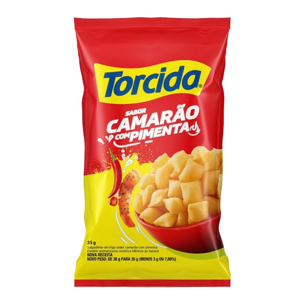 Salgadinho Torcida Camarão com Pimenta 35g - Embalagem com 26 Unidades