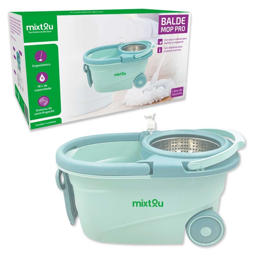 Balde Mop Pro 360 Graus Giratorio Limpeza Geral Esfregão 18L - MIXTOU