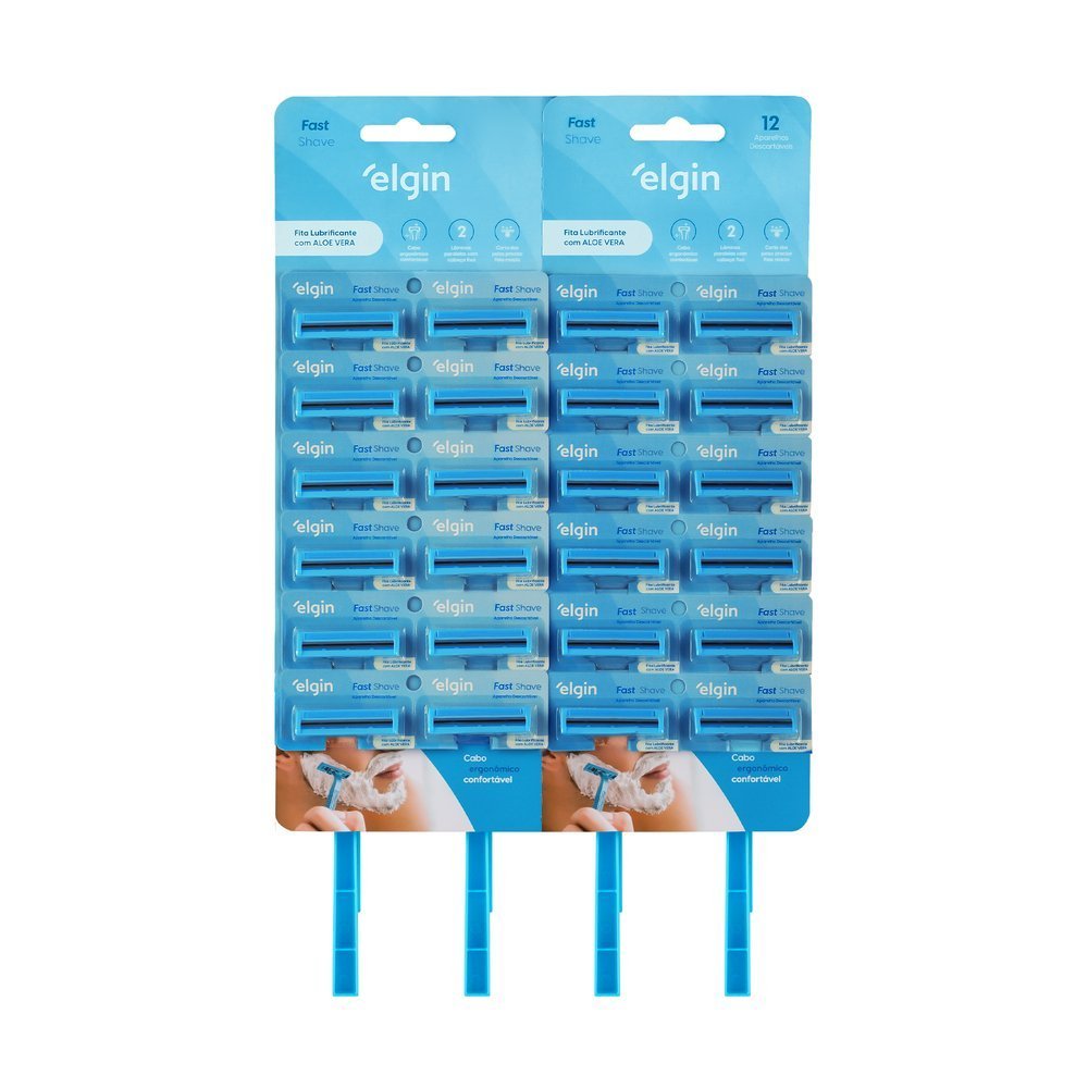 Aparelho Barbear Descartável Elgin Fast Shave Azul 2 Lam Ct 12x2