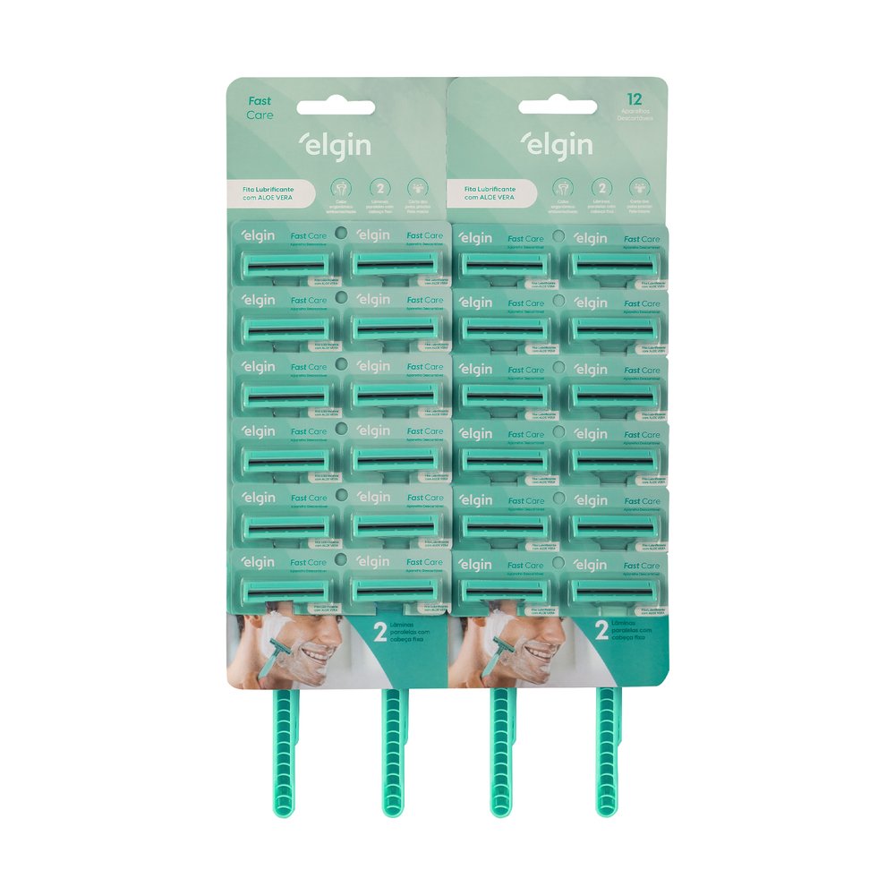 Aparelho de Barbear Elgin Fast Care Verde com 2 Lâminas 24 Unidades