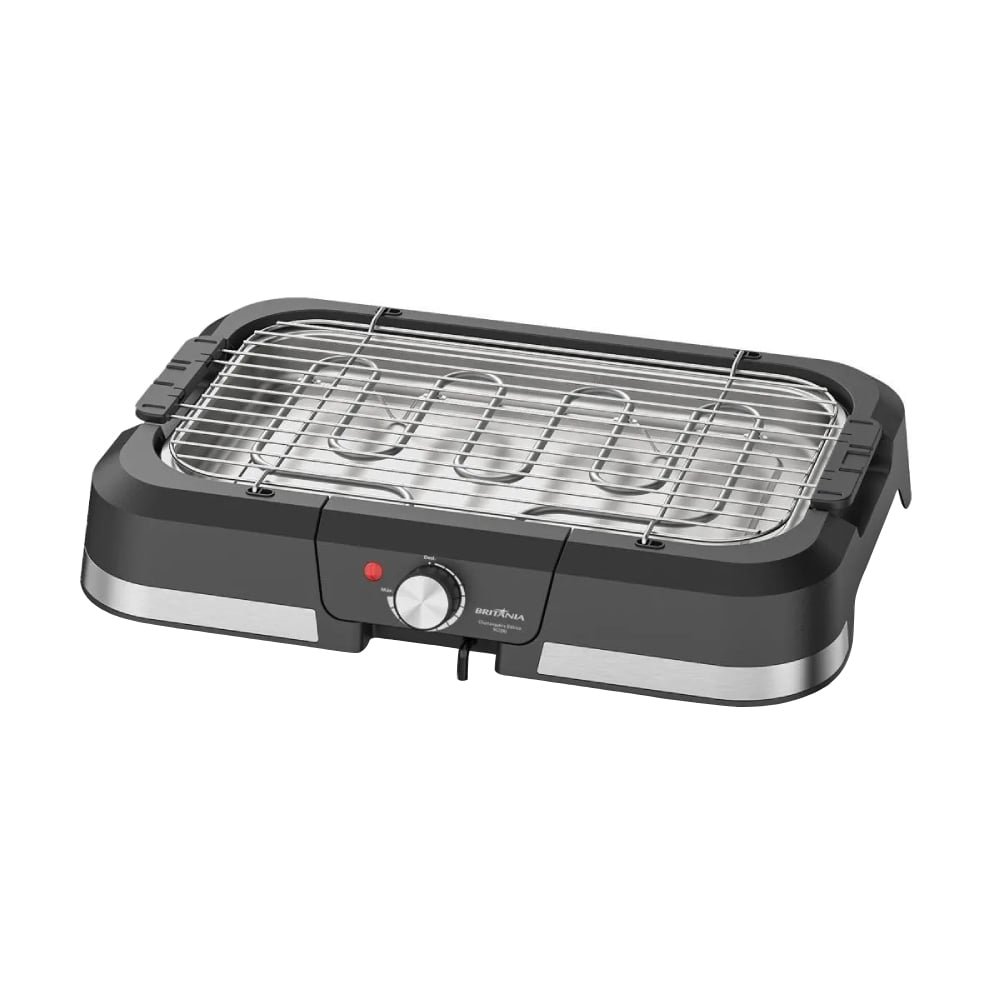 Churrasqueira Elétrica Britânia BCQ90 - Com Suporte, Preto/Inox, 110V