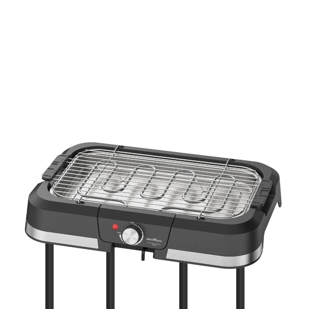 Churrasqueira Elétrica Britânia BCQ90 - Com Suporte, Preto/Inox, 110V