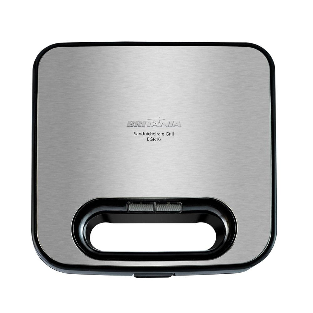 Sanduicheira/Grill Britânia BGR16 - 2 em 1, Redstone, Inox/Preto, 220V