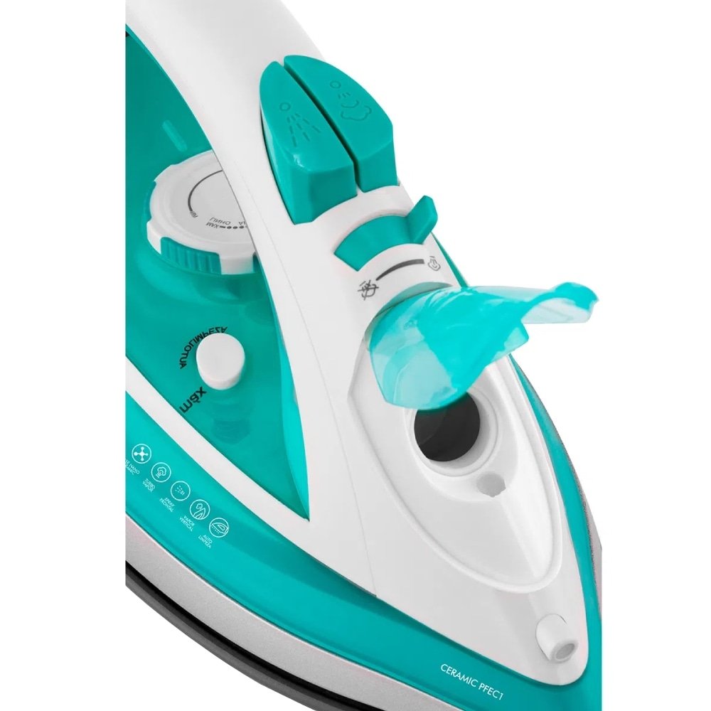 Ferro de Passar a Seco/Vapor Philco PFEC1 - Base Cerâmica, Branco/Verde, 220V