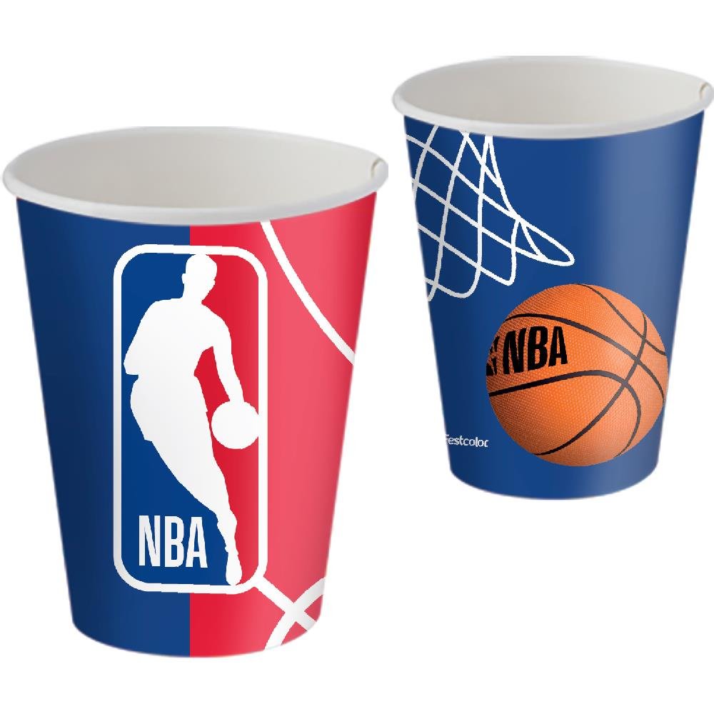 Copo Papel 200Ml Nba - Embalagem com 8 unidades.