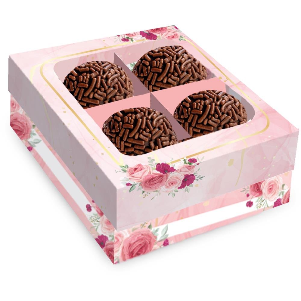 Caixa 4 Bombons Flores