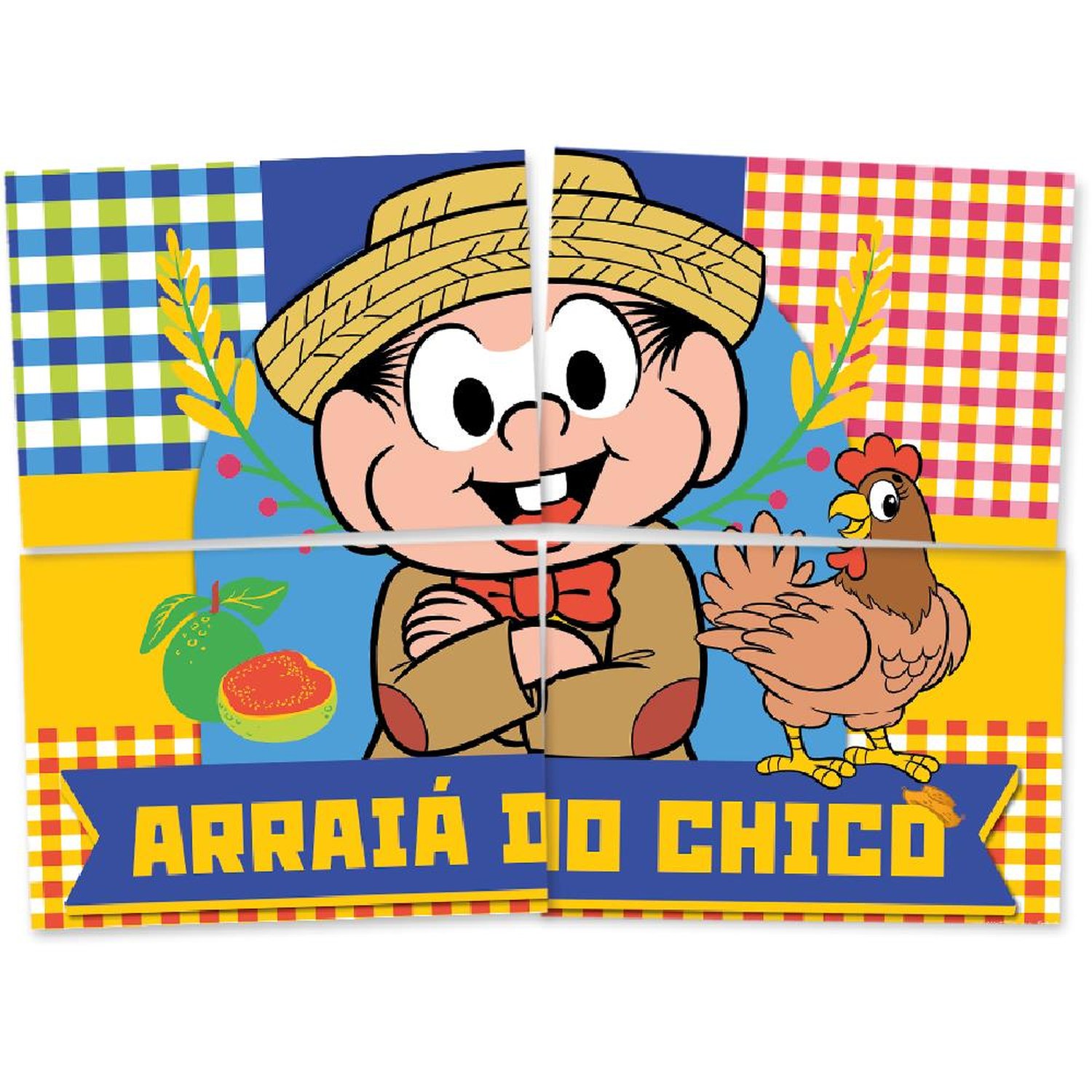Painel 4 Partes Chico Bento Arraia